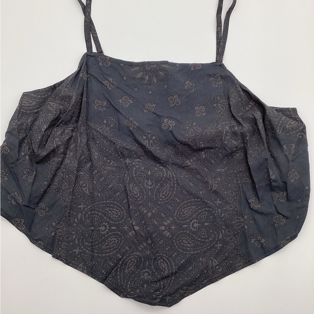Grayson Threads Dark Charcoal Paisley Print Tank Top NWT